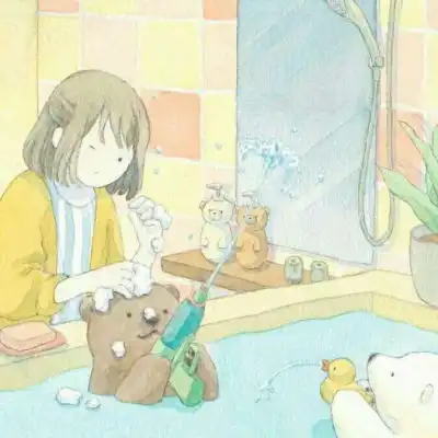 安奈治愈系插画女孩和北极熊卡通动漫头像我要个性网