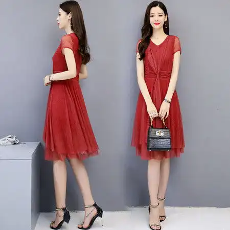 施悦名2019女装夏季新款时尚气质v领修身纯色连衣裙a图片大全邮乐官方网站