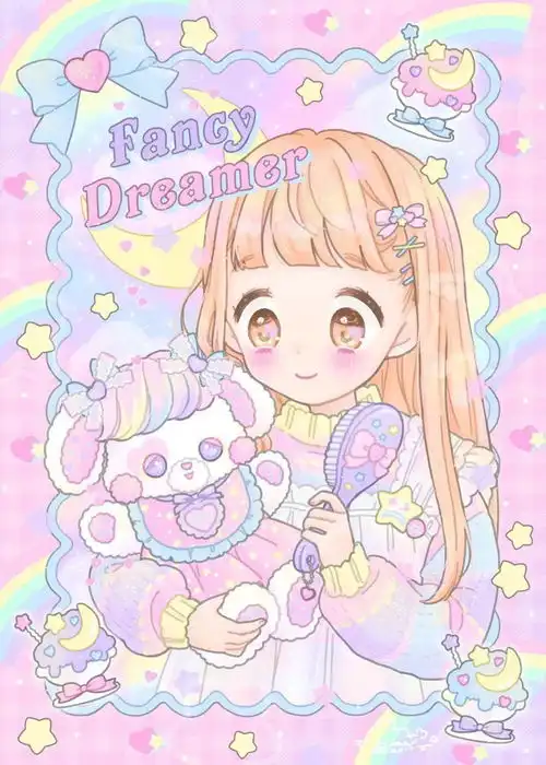 插画壁纸头像丨粉色系二次元卡通动漫少女童话世界