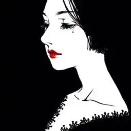 哪里能找到一系列这种黑白红唇的女生漫画图