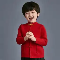 迷你巴拉巴拉男幼童小立领红色针织衫中国风开衫毛衣高弹2018冬款蜜芽,中国领先的进口母婴限时特卖商城