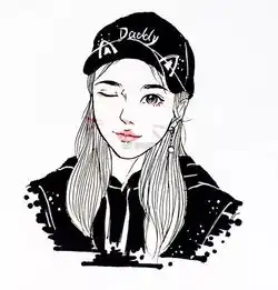 她的插画真美简洁风手绘头像