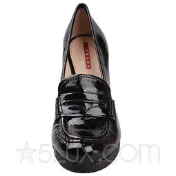 prada30015000大于8cm牛皮约会办公室宴会37.5黑色系prada普拉达黑色漆牛皮纹理厚女士高跟鞋价格报价图片正品品牌