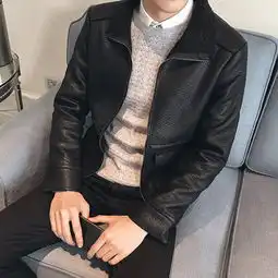 皮衣翻领纯色拉链潮青春流行休闲冬季常规修身型青年免烫处理直下摆暗辑线贴袋图片大全邮乐官方网站