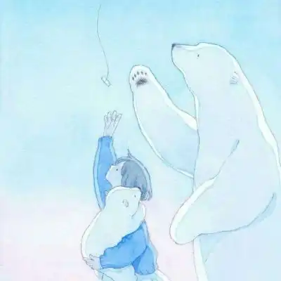 安奈治愈系插画女孩和北极熊卡通动漫头像我要个性网
