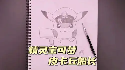 手绘动漫精灵宝可梦皮卡丘船长造型,绘画过程展示