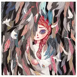 短系列黑暗之女插画与颜料实验