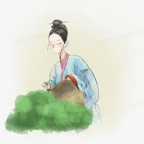 原创卡通春天采茶系列古风采茶女元素png图片素材免费下载psd格式30003000像素熊猫办公
