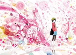 粉色系半抽象意境美少女动漫二次元萌堆糖,美好生活研究所