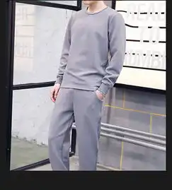 g2018年春装新款男士潮流新品纯色休闲套装男士圆领质感纹理卫衣