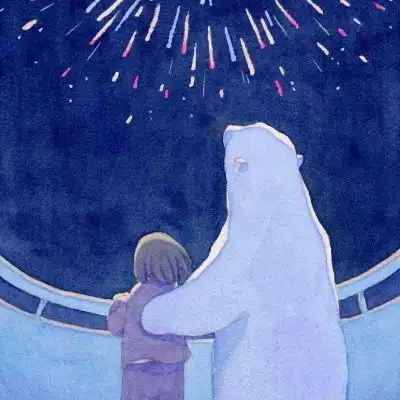 安奈治愈系插画女孩和北极熊卡通动漫头像我要个性网