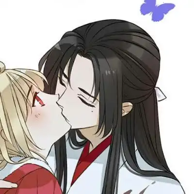 情侣头像亲吻黑色系动漫