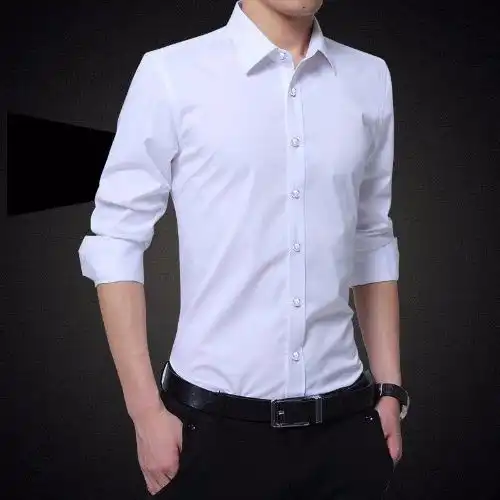 买一送一秋冬季男士衬衫长袖免烫韩版正装衬衣男商务修身白衬衫男