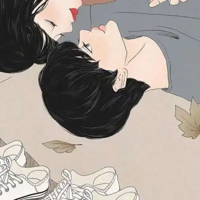 唐崎夜雨手绘文艺清新情侣头像