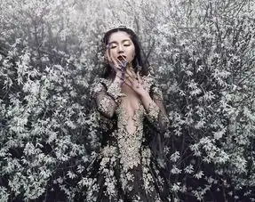 沉浸在鲜花与迷雾的世界童话世界般的公主肖像