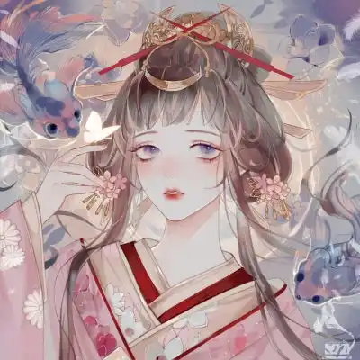 道系古风女头像粉色系