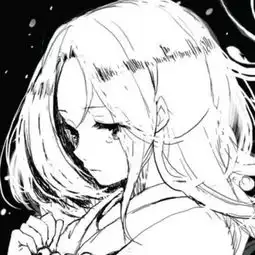 动漫二次元手绘黑白少女qwq
