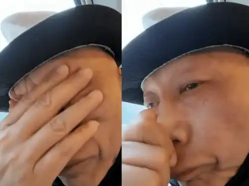 老戏骨李明在车里哀悼爸爸,泪水不断地往下流,情绪失控样子痛苦