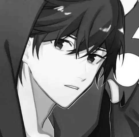 黑白冷丧系动漫男生头像怪我过分清醒,才活得这般伤情