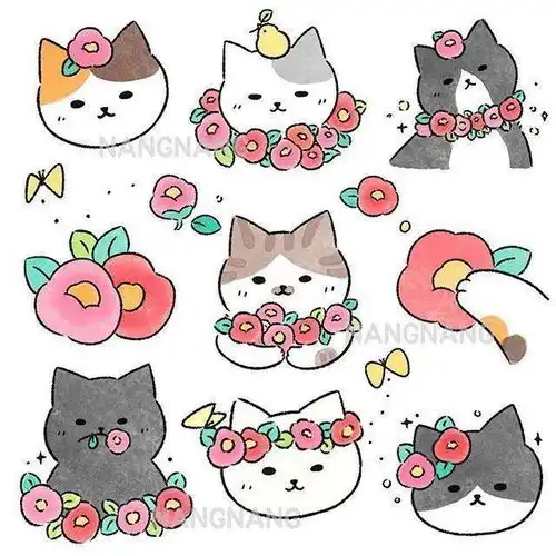 治愈系小猫咪简笔小插画,很可爱,拿去临摹练习