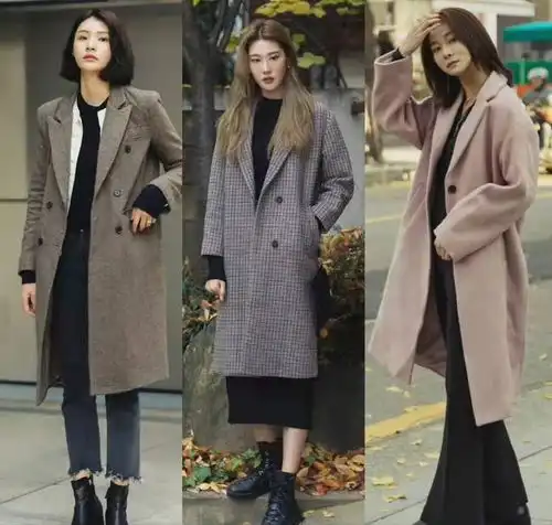 韩国女孩街拍时髦有型的秋冬大衣穿搭